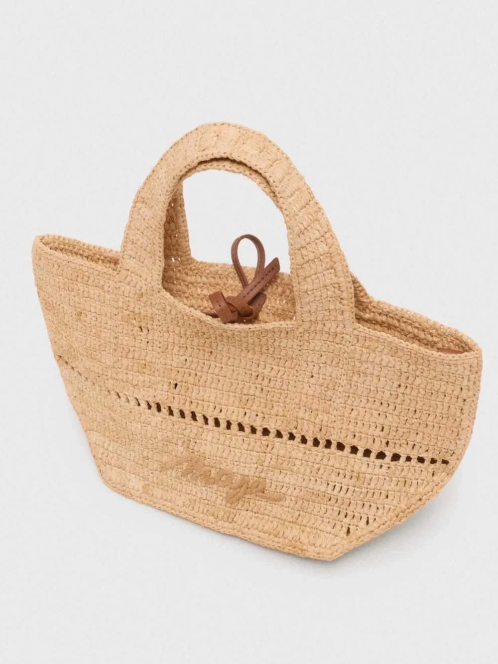 MAJE Woven Straw mini  Tote Bag in Natural Tan